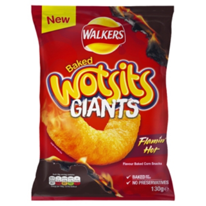 Picture of Walkers Wotsits GIANTS Sweet&S Flamin Hot 130g x9